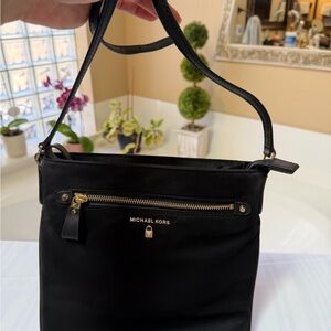 Michael Kors Black Crossbody Bag with Gold Accents